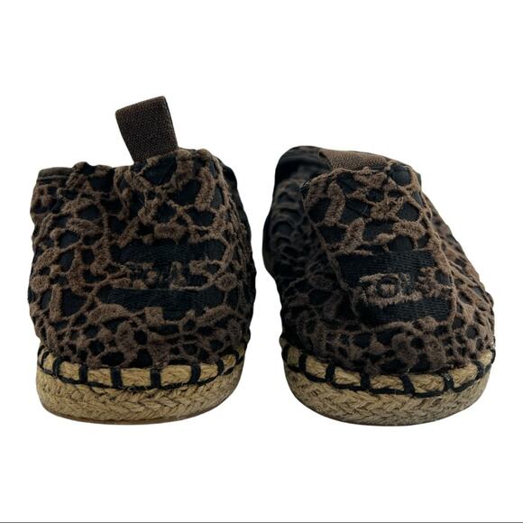 TOMS (8.5) Womens Brown Jacquard Floral Lace Espadrille Slip On Flats - Picture 5 of 13